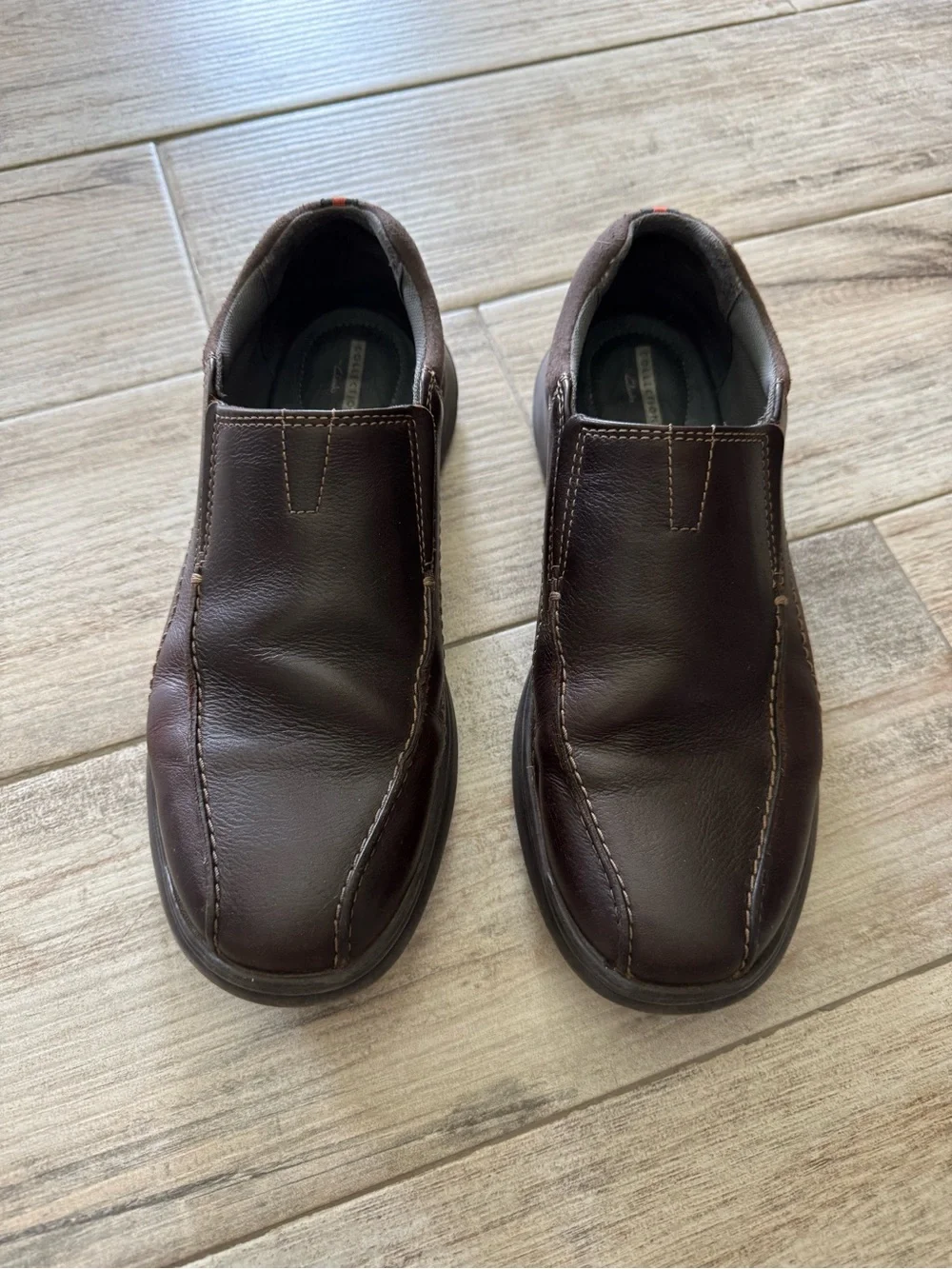 Clarks Dark Brown Leather Slip-On Loafers